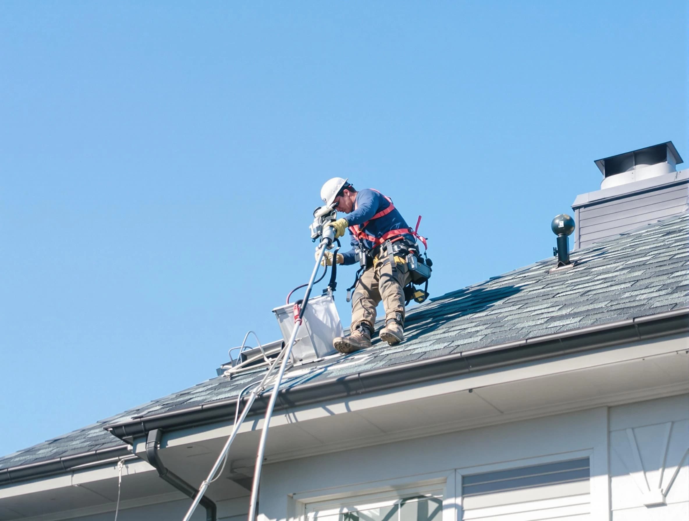 Gunbarrel Dryer Vent Cleaning certified technician cleaning a roof-mounted dryer vent system in Gunbarrel