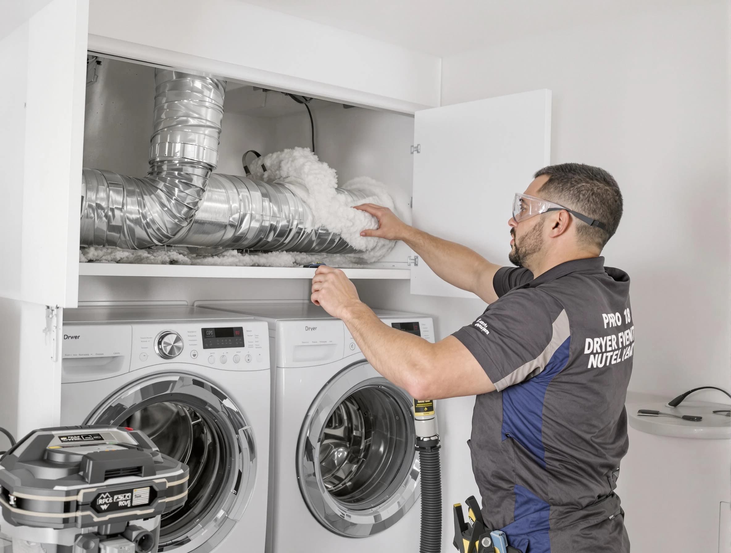 Gunbarrel Dryer Vent Cleaning certified technician performing specialized gas dryer vent cleaning in Gunbarrel