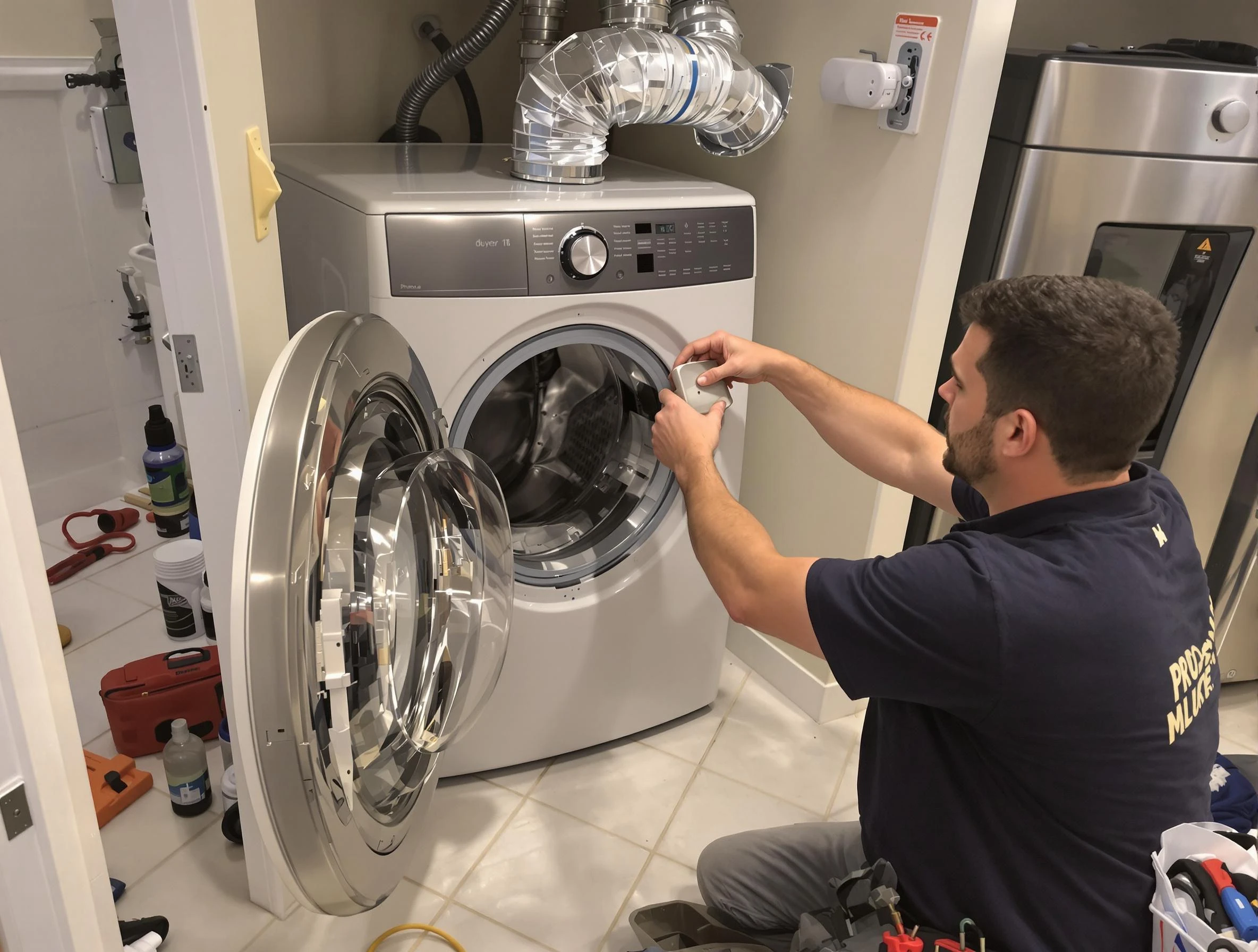 Gunbarrel Dryer Vent Cleaning technician performing precise dryer vent hose installation in Gunbarrel